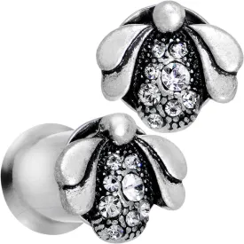 0 Gauge Clear Gem Steel Allow Me Ladybug Double Flare Tunnel Plug Set