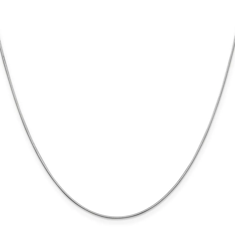 0.8mm, 14k White Gold, Octagonal Snake Chain Necklace