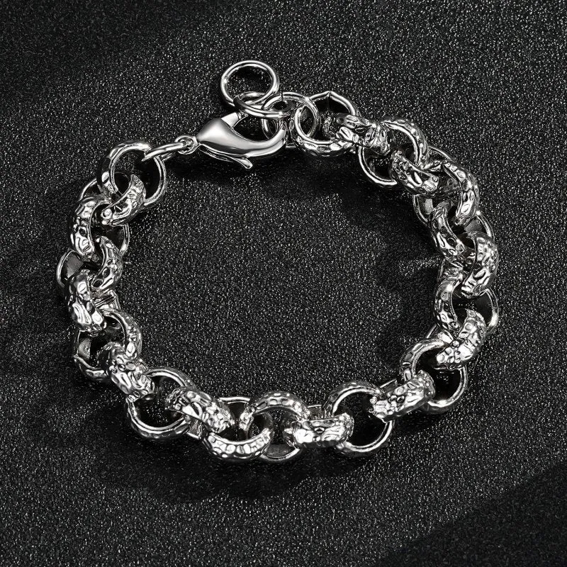 12mm Silver Filled Diamond Patterned Belcher Bracelet 9 Inch