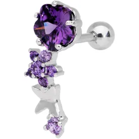 1/4 Purple Gem Cascade Right Cartilage Earring