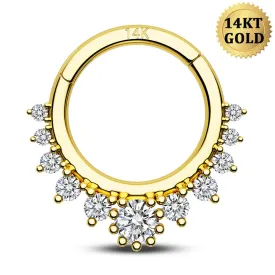 14K Gold 16G CZ Septum Ring Daith Earring