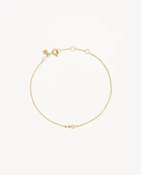 14k Solid Gold Magic Within Birthstone Diamond Bracelet - June - Freshwater Pearl