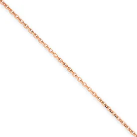 1.5mm, 14k Rose Gold Solid Rolo Chain Necklace