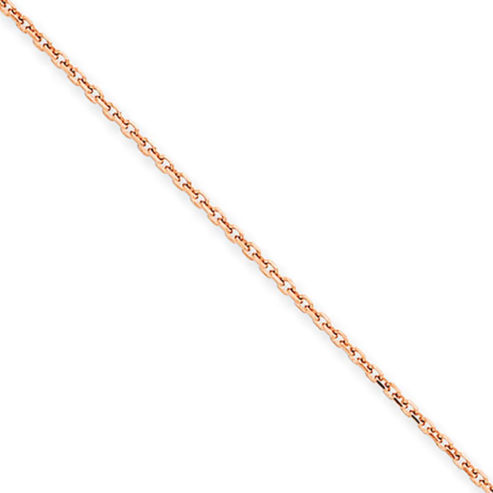 1.5mm, 14k Rose Gold Solid Rolo Chain Necklace