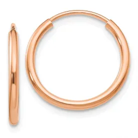 1.5mm x 15mm 14k Rose Gold Polished Endless Tube Hoop Earrings