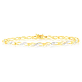 1/6 Carat Diamond Bracelet in 9ct Yellow Gold