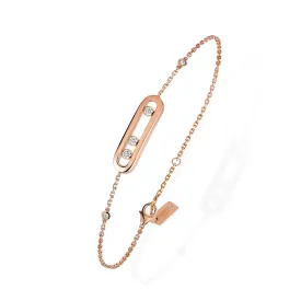 18ct Pink Gold Baby Move Three Diamond Set Bracelet