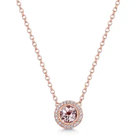 18ct Rose Gold Morganite & Diamond Pendant