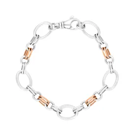 18ct Rose Gold Sterling Silver Double Link Handmade Bracelet