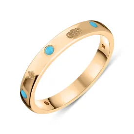 18ct Rose Gold Turquoise Queen's Jubilee Hallmark 3mm Ring