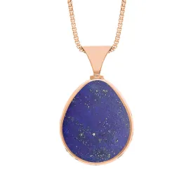 18ct Rose Gold Whitby Jet Lapis Lazuli Queens Jubilee Hallmark Double Sided Pear-shaped Necklace