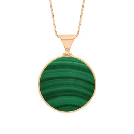 18ct Rose Gold Whitby Jet Malachite Queens Jubilee Hallmark Double Sided Round Necklace