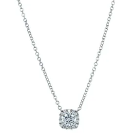 18ct White Gold .38ct Diamond Peony Pendant