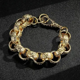 20mm XXL Gold Filled Ornate Belcher Bracelet Albert Clasp 7.5/8 Inch