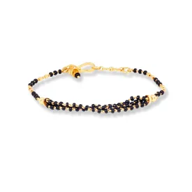 22ct Gold Ladies Bracelet with Hematite & Diamond Cutting Bead Design with U Hook Clasp (4.2g) LBR-7144