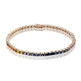 9ct Rose Gold & Multi-Coloured Sapphire Tennis Bracelet