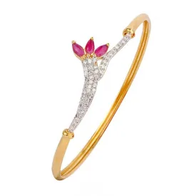 American Diamond Red Leaf Marquis Openable Kada Bangle Bracelet Women