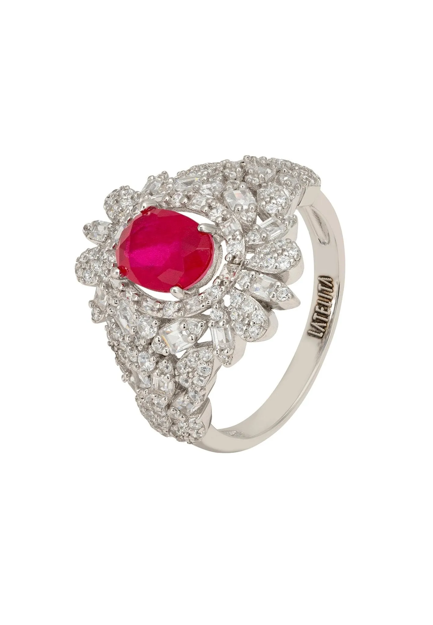 Arabesque Splendor Cocktail Ring Pink Tourmaline Silver