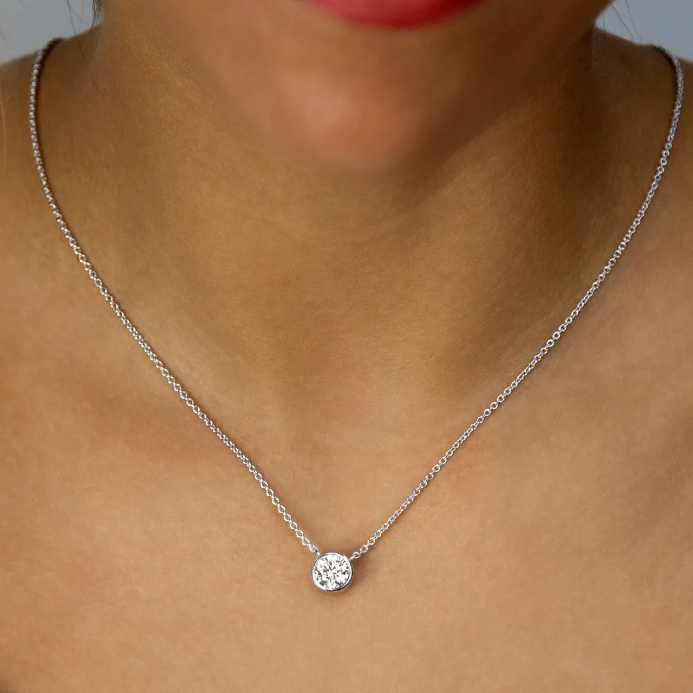 Bezel Set 1 Carat Solitaire Necklace