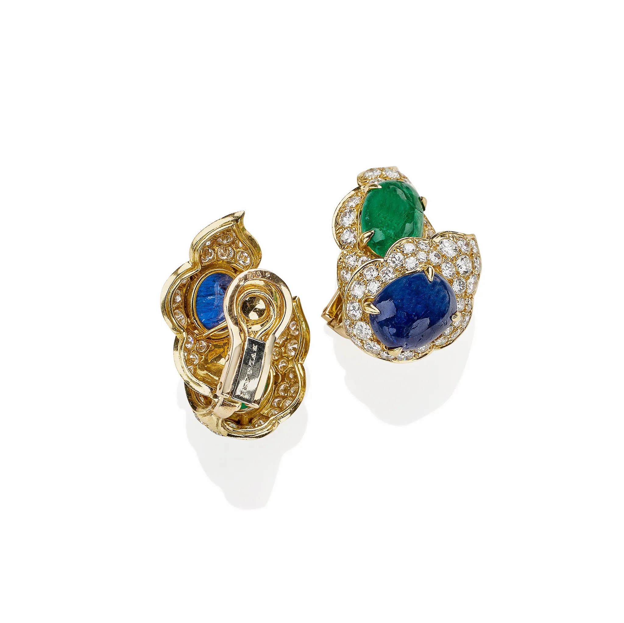Bulgari Emerald and Sapphire Clip Earrings