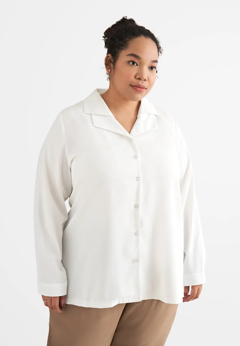 Catherine Double Collar Work Blouse - White