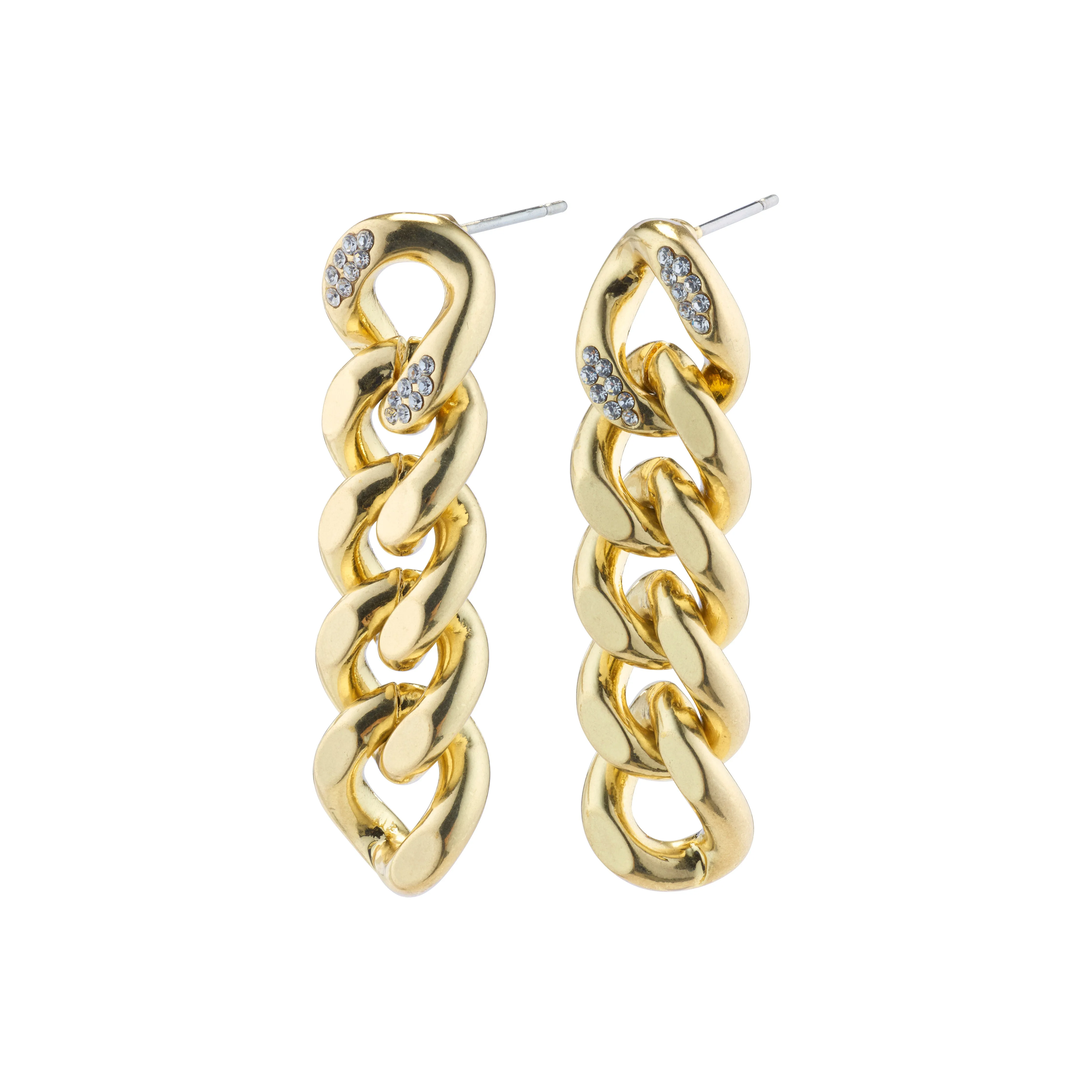 CECILIA crystal curb chain earrings gold-plated