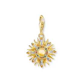 Charm Pendant Sun Gold Multicoloured Stones