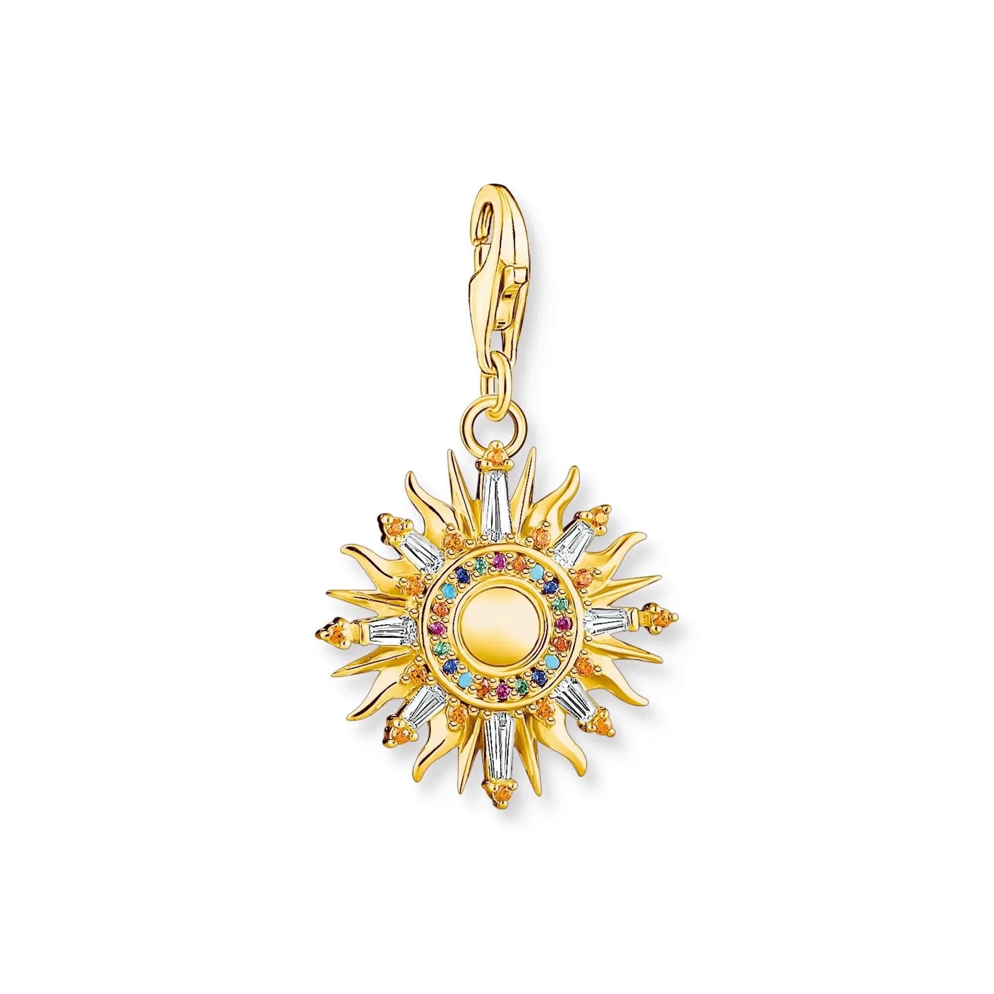 Charm Pendant Sun Gold Multicoloured Stones