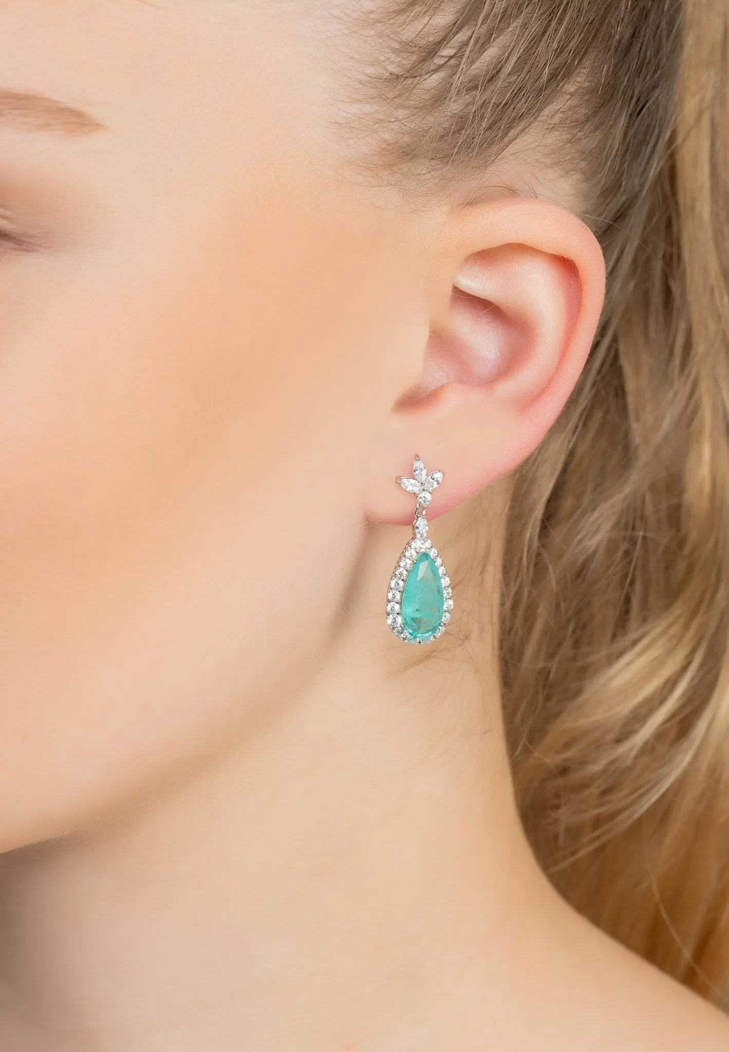 Colette Paraiba Tourmaline Teardrop Earrings Silver