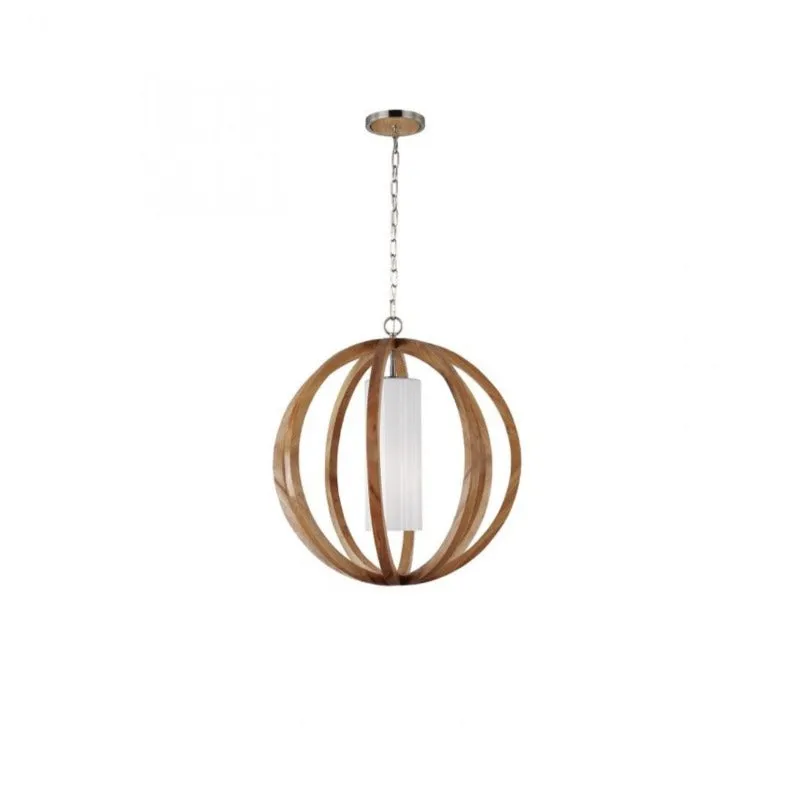 Contemporary Sphere Wood Pendant