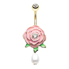 Crimson Rose Belly Button Ring