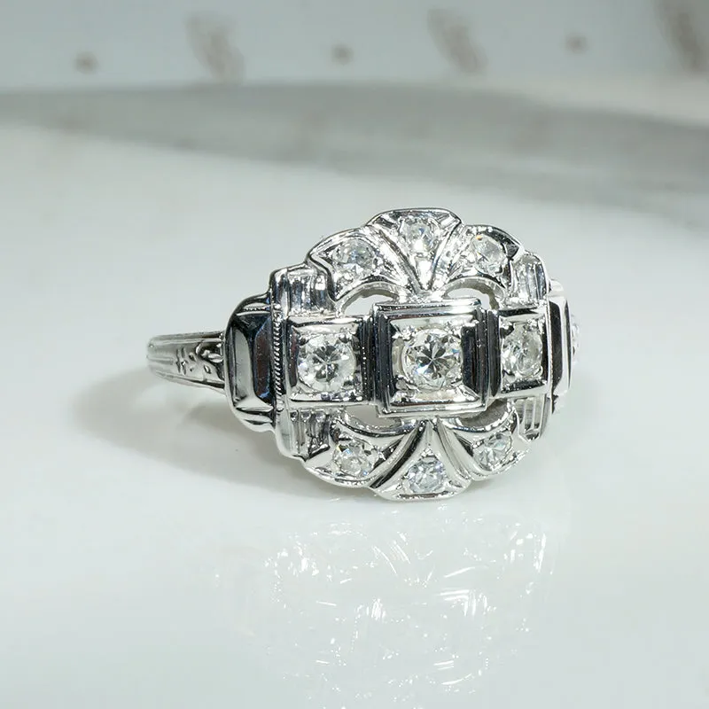 Darling Diamond & White Gold Deco Ring