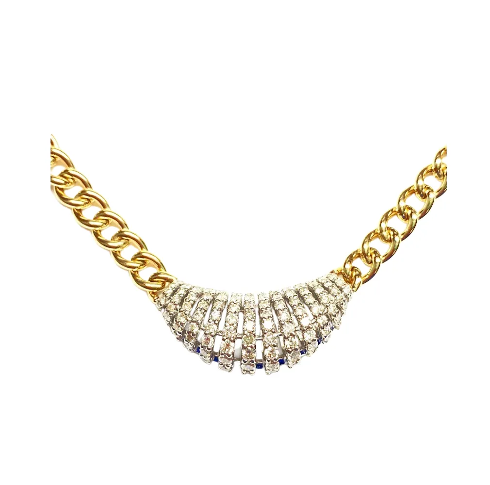 Diamond Shell Necklace on Cuban Link Chain