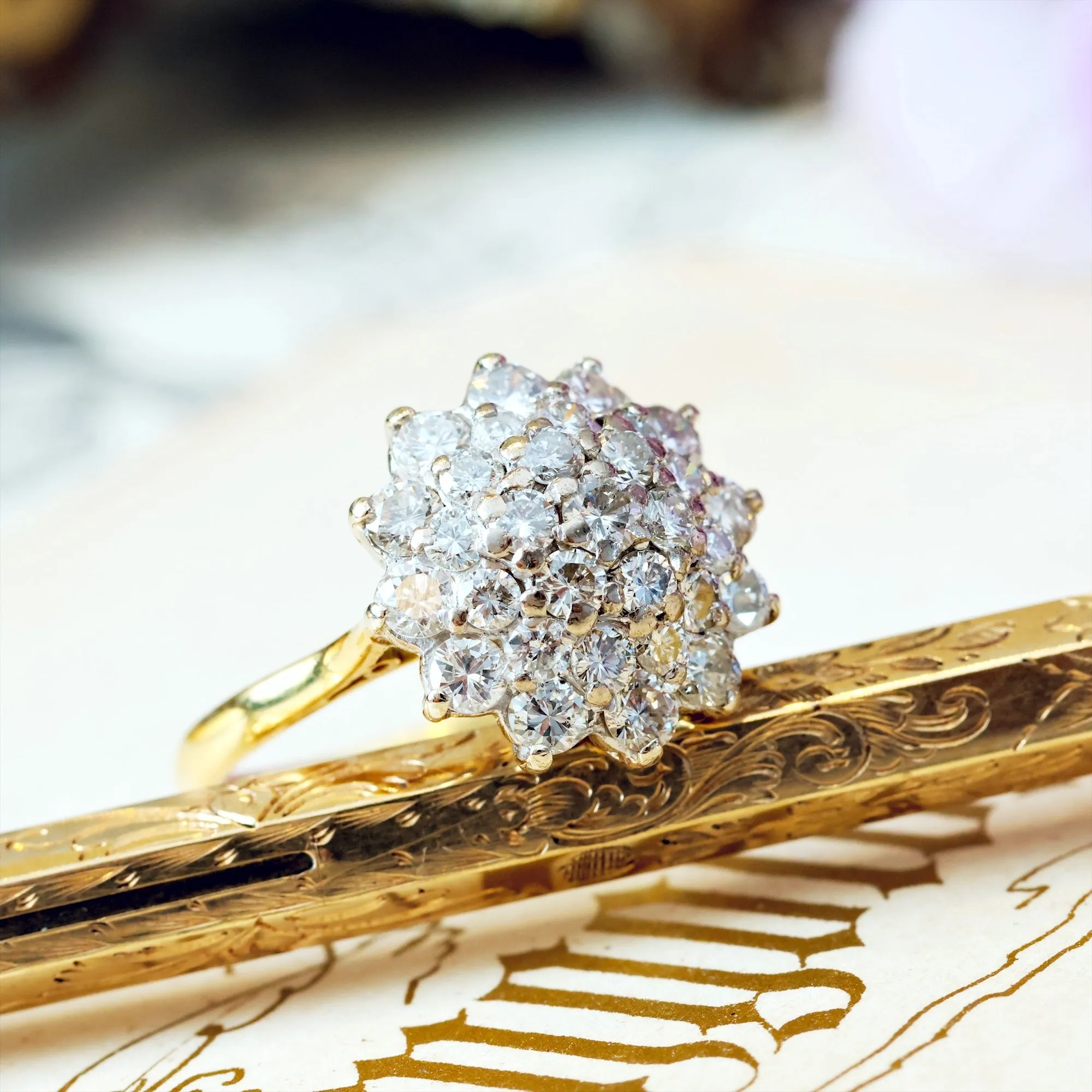 Dizzying Vintage Diamond Glitterball Cluster Cocktail Ring