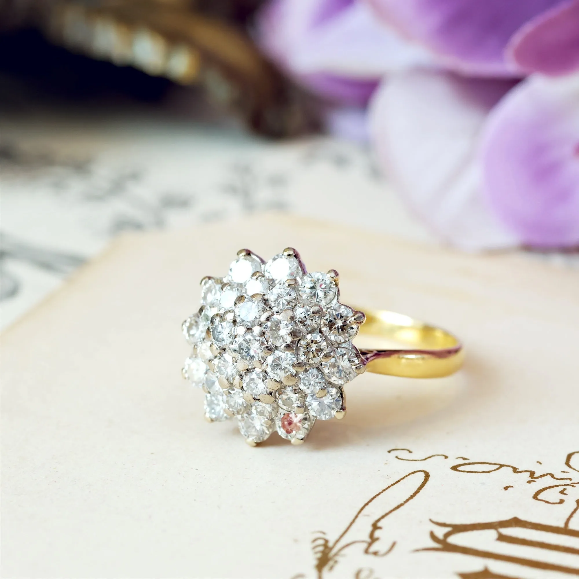 Dizzying Vintage Diamond Glitterball Cluster Cocktail Ring