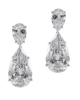 Double Pear CZ Statement Earrings