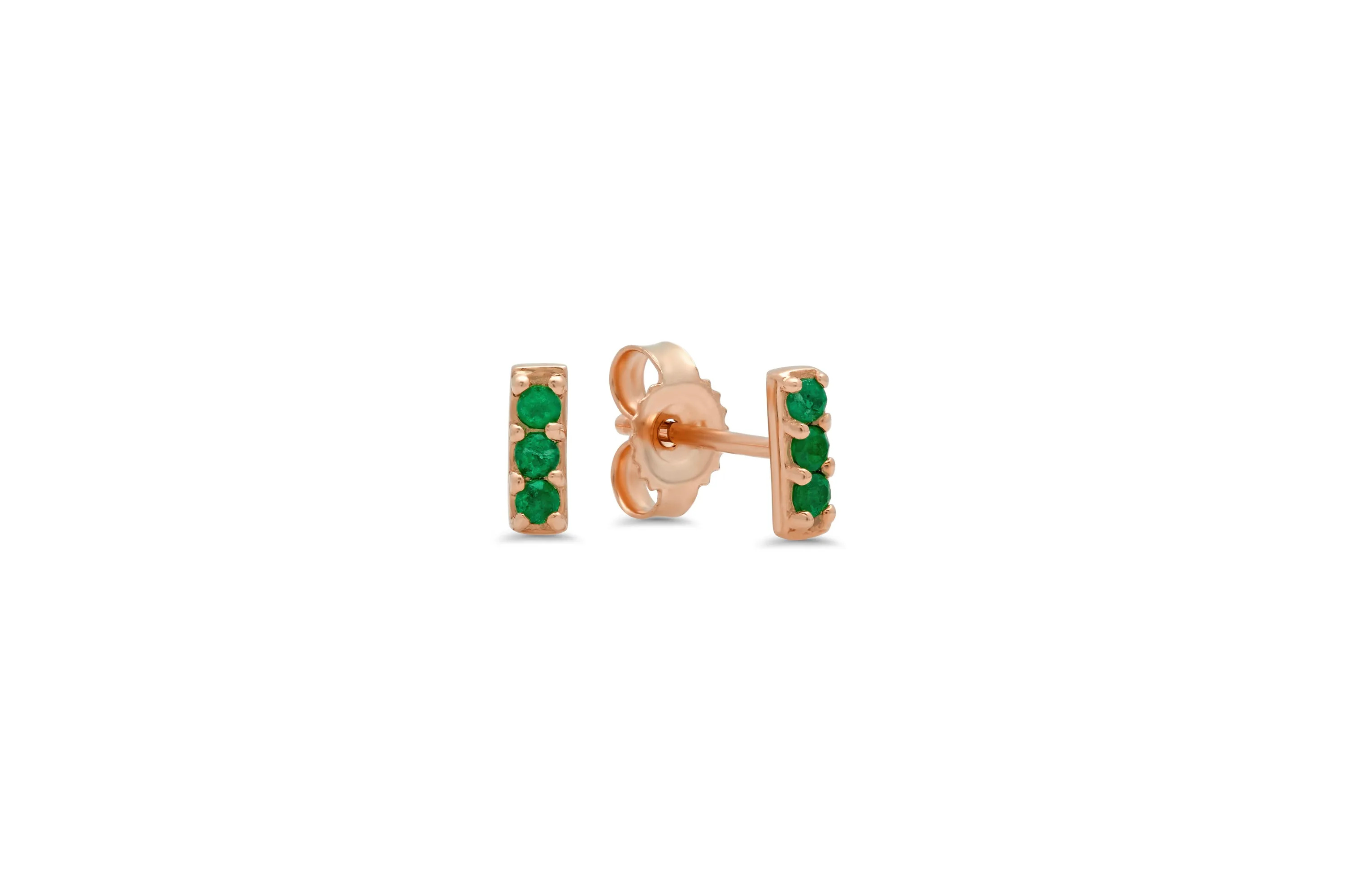 Emerald Bar Stud Earrings