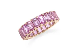 Eternity Ring 6.62cts Emerald Cut Pink Sapphires & 18kt Rose Gold