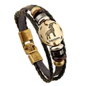 Exotic Sienna Leather Zodiac Bracelet