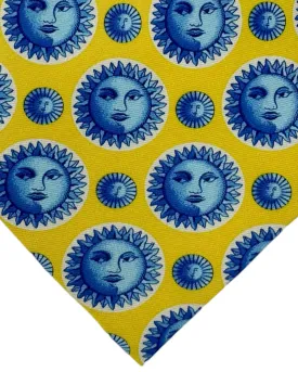 Fornasetti Tie Yellow Blue Soli E Lune Design - Wide Necktie