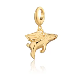 Gold Plated Flying Pig Charm