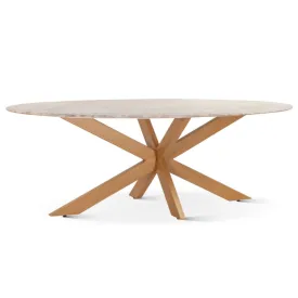 Golden Starburst Oval Marble Dining Table