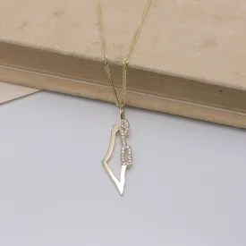 Israel Frame Gold pendant With White Diamonds On the Sea Line