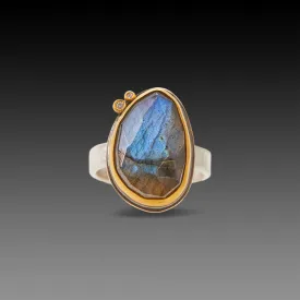 Labradorite Ring with Diamonds