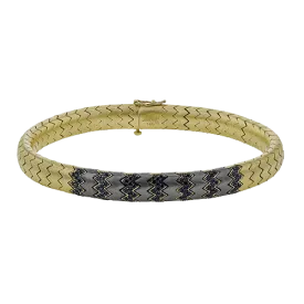 Men's Titanium Bracelet In 14k Gold With Black Diamonds