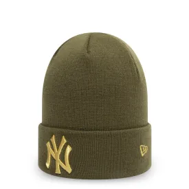 MLB New York Yankees Womens Metallic Logo Cuff Knit Beanie Hat