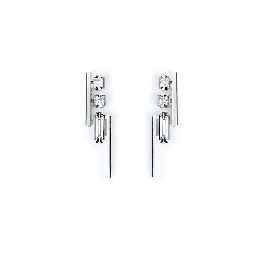 Pilot No.1 Earrings [White gems]