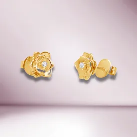 Ready to Ship Flower Diamond Earrings (0.14 ct.) in 18K Gold