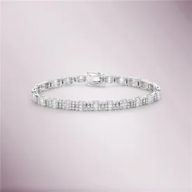 Ready To Ship Round & Baguette Diamonds Spaced Rectangular Shape Tennis Bracelet (4.10 ct.) in 14K Gold