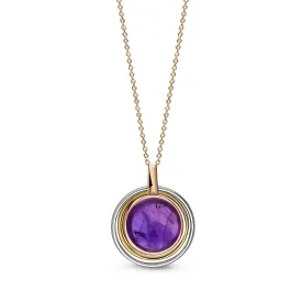 Rose Gold Vermeil Amethyst Contemporary Round Pendant